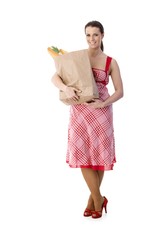 Portrait of housewife with food shopping