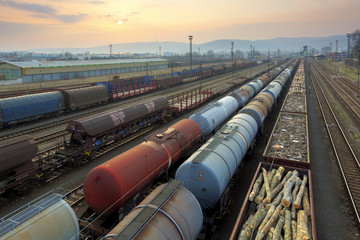 Freight Station with trains