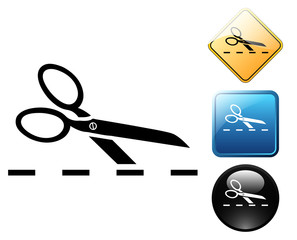 Scissors cut pictogram and signs