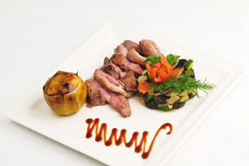 Slices of meat of a duck