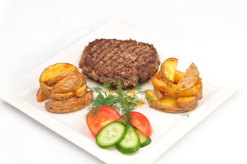 The fried cutlet with a potato