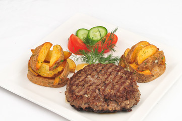 The fried cutlet with a potato