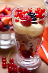 Summer fruit dessert in a glass