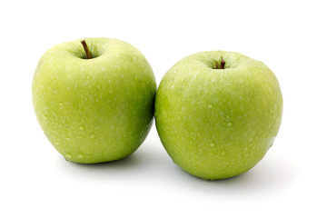 two ripe green apples