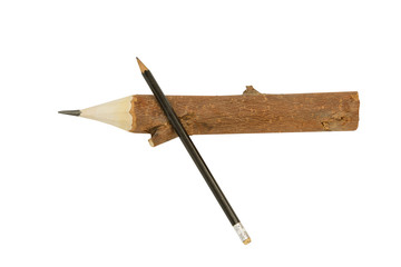 two wooden office  pencils