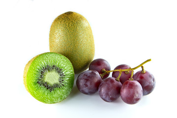 kiwi and grape fruit isolated