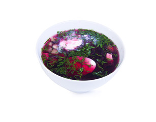 bowl with beetroot soup