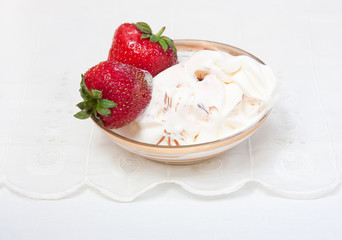 Strawberries with ice cream