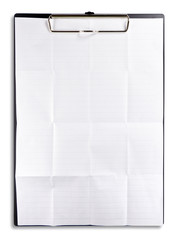 white crumpled paper with clipboard