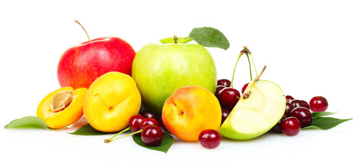 tasty summer fruits isolated on white