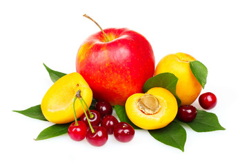 tasty summer fruits isolated on white