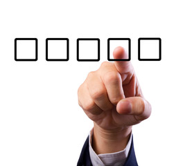 Business man hand with check box
