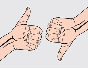 Naklejka premium thumb up and down gesture (like and unlike)