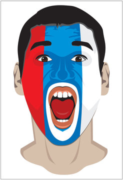 Sports fan face with Serbia flag