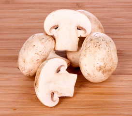 mushrooms on a wooden background