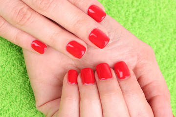 Beautiful hands with red manicure