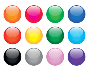 glossy round button set