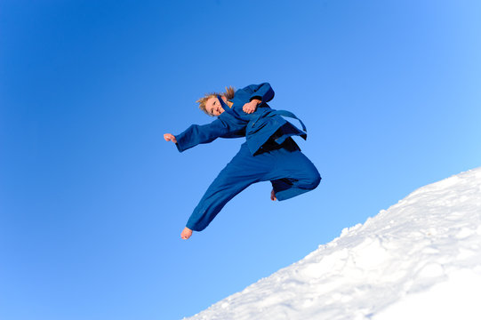 woman in blue kimono