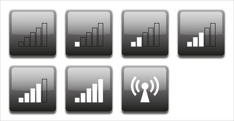 wireless gossy balck icon set