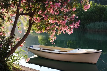 Fensteraufkleber Boot auf dem Fluss © Pshenichka