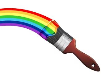 Photo sur Plexiglas Dessiner Arcobaleno e Pennello-Rainbow and Brush-Vector