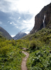Waterfall Gorge Belagorka. Kyrgyzstan.