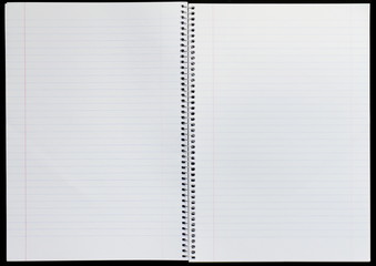 Open view of a lined blank notepad