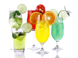 Fresh drinks isolated on white background