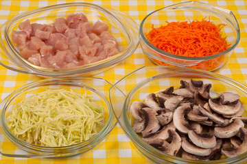 Chicken breast and chopped vegetables