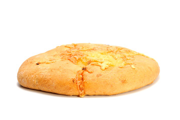Bread with cheese isolated on white