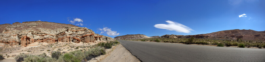 Red Rock canyon in sunny day with blue sky and clouds