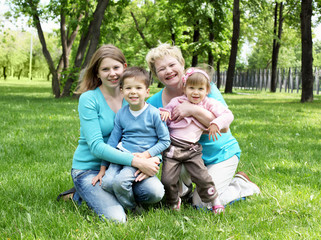Fototapeta premium Portrait of children with mother and grandmother