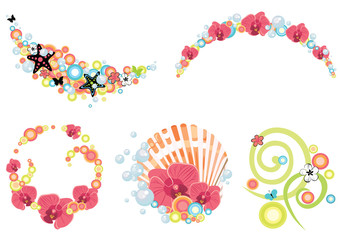 design elements on tropical and summer theme