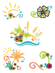five illustrations on summer theme