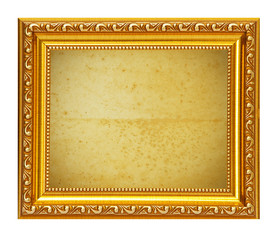 Gold frame with old paper background
