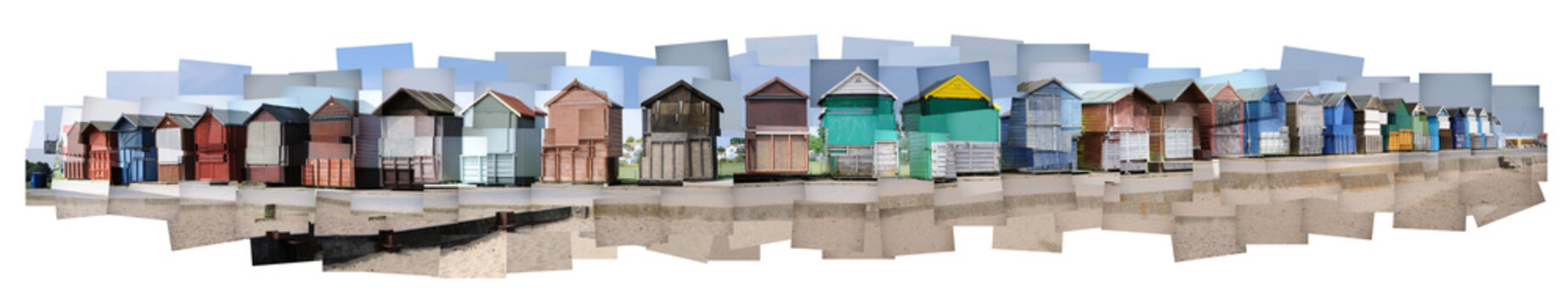 Collage of beach huts at Hamworthy