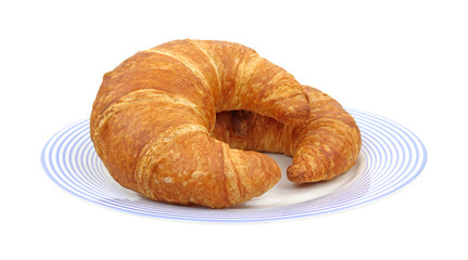 Croissants on blue plate