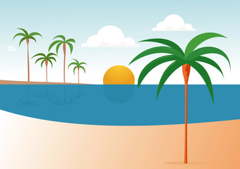 Fototapeta na wymiar Tropical beach with palms
