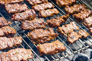 Traditional Croatian cevapcici on the grill