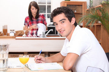 Young couple in kitchen