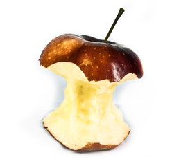 apple core in front of white background