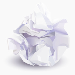 Crumpled sheet of paper to paper ball, vector illustration