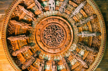 wooden statue in sanctuary of truth, thailand