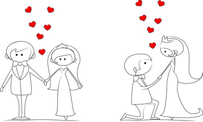 жених и невеста в любви, вектор