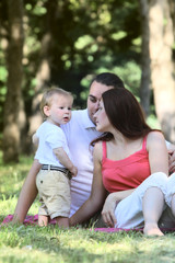 young family on natural background