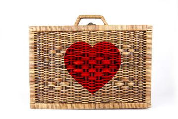 carry heart, abstract love, heart in the bag to carry or safe.