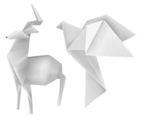 Papier Peint photo autocollant Animaux géométriques 165 Origami_deer_dove