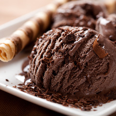 Chocolate ice cream with dark chocolate