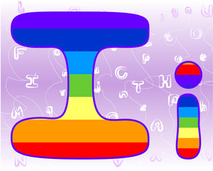 Rainbow Alphabet on a lavender background tender