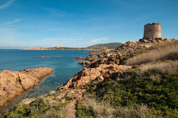 Sardinia, Italy: The tower of Isola Rossa.